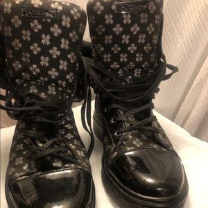 Black and silver boots